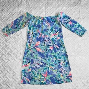Lilly Pulitzer Laurana Bennet Blue Celestial Seas Off The Shoulder Dress